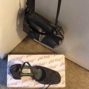 Lord & Taylor Charcoal Gray Satin Pump w/purse